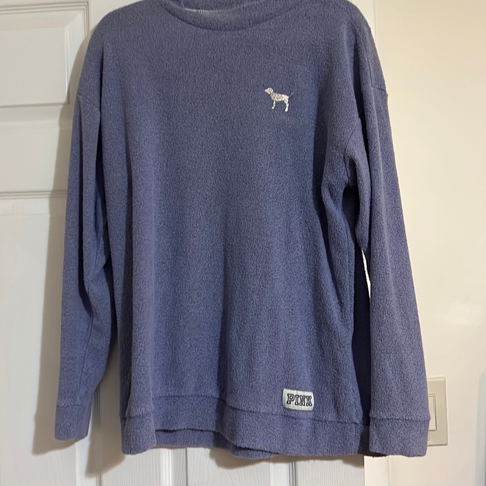 High neck pull over PINK by VS purple texture